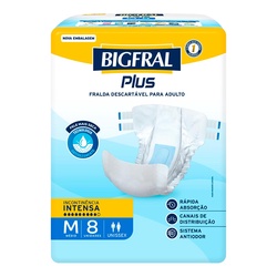 Fralda Adulto Bigfral Plus 8 Unid Medio