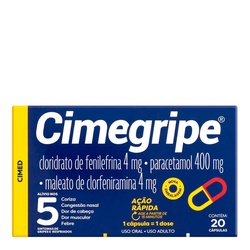 Cimegripe 20cp Clorf+fen+parac 4+4+400mg